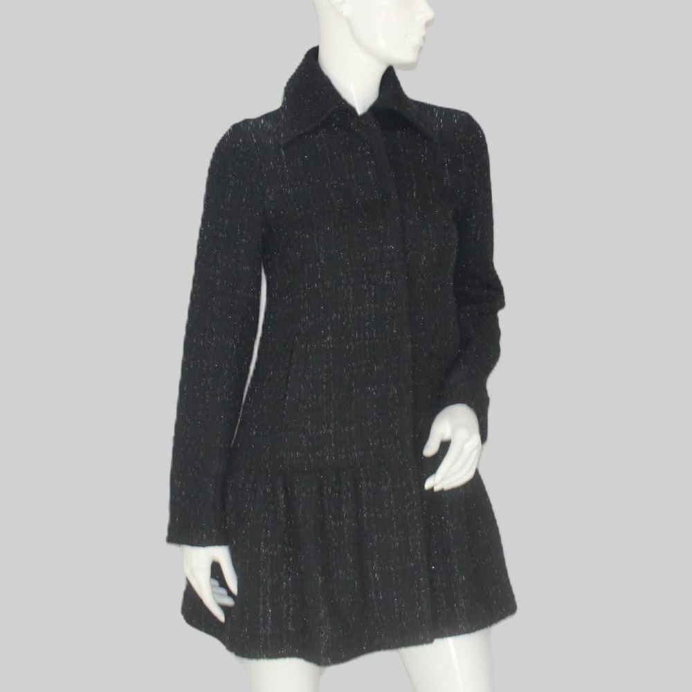 BB Dakota Women's Black Sparkle Tweed Fit Flare Coat Jacket XS